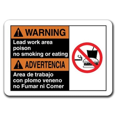 Signmission 10 in H, Plastic, ANSI-710WS Warning Lead Work Bilingual, ANSI-710WS Warning Lead Work Bilingual ANSI-710WS Warning Lead Work Bilingual